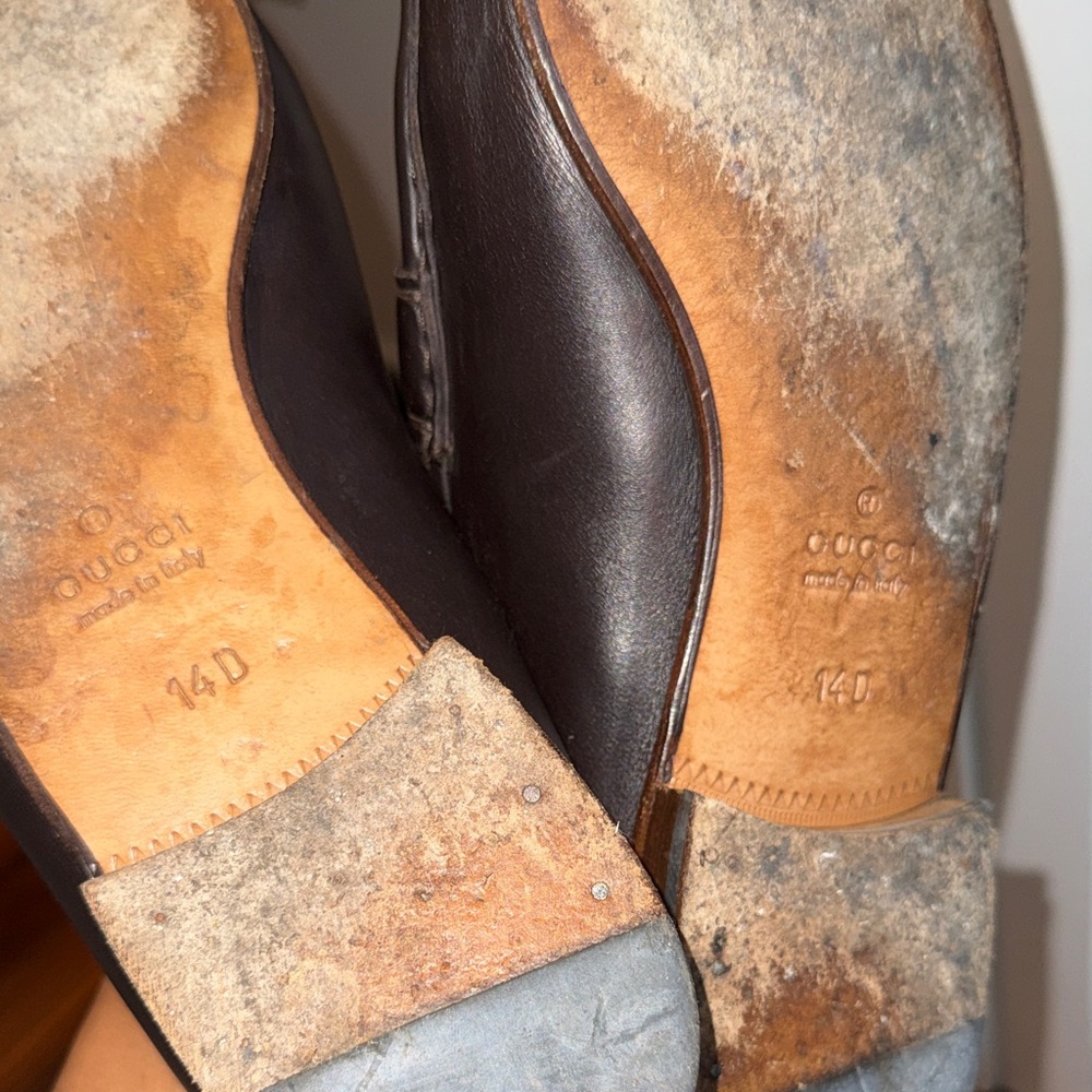 Gucci Black Leather Horsebit Loafers with Red-Green Web - Picture 4 of 11